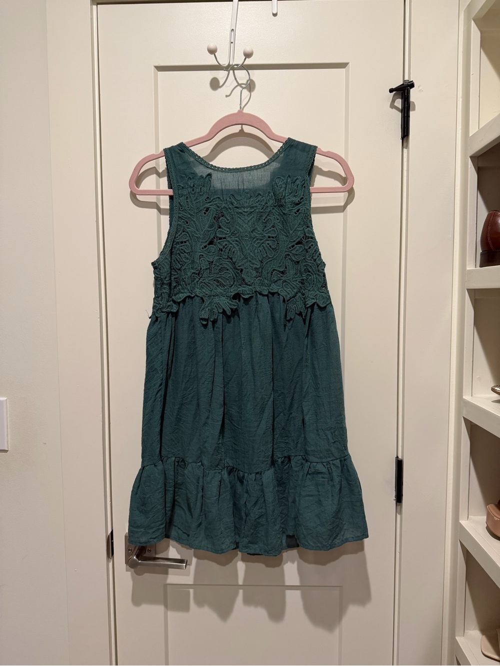 Umgee Teal Lace Bodice Sleeveless Dress